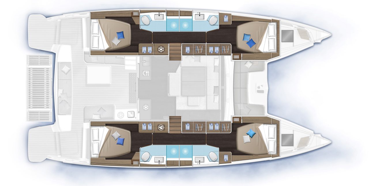 LAGOON 51 LAYOUT 4cabins 4heads - LAGOON 51 - סטרים יאכטות 